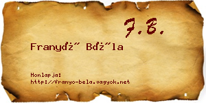 Franyó Béla névjegykártya